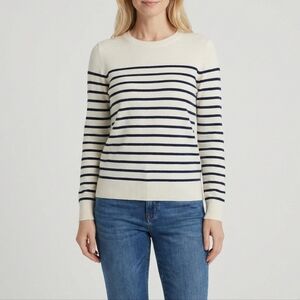 Pulse Women's Navy Striped Crew Neck Sweater